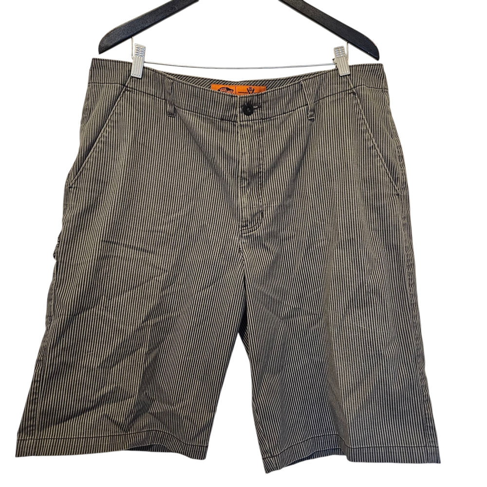 Vans Black and Gray Striped Flat Front Shorts